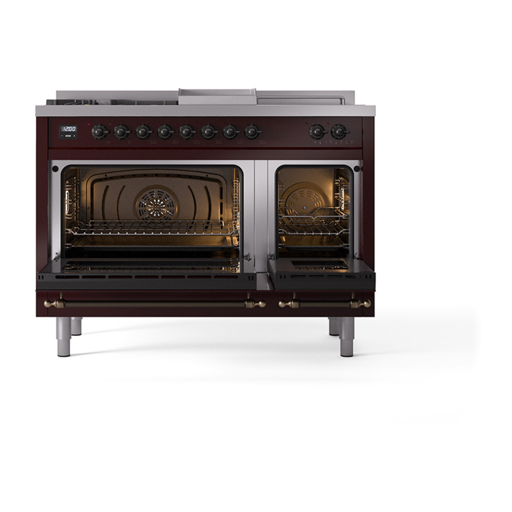 ILVE_UN48FSNMPBUBLP_Nostalgie_II_48"_Dual_Fuel_Range_oven_door_opened