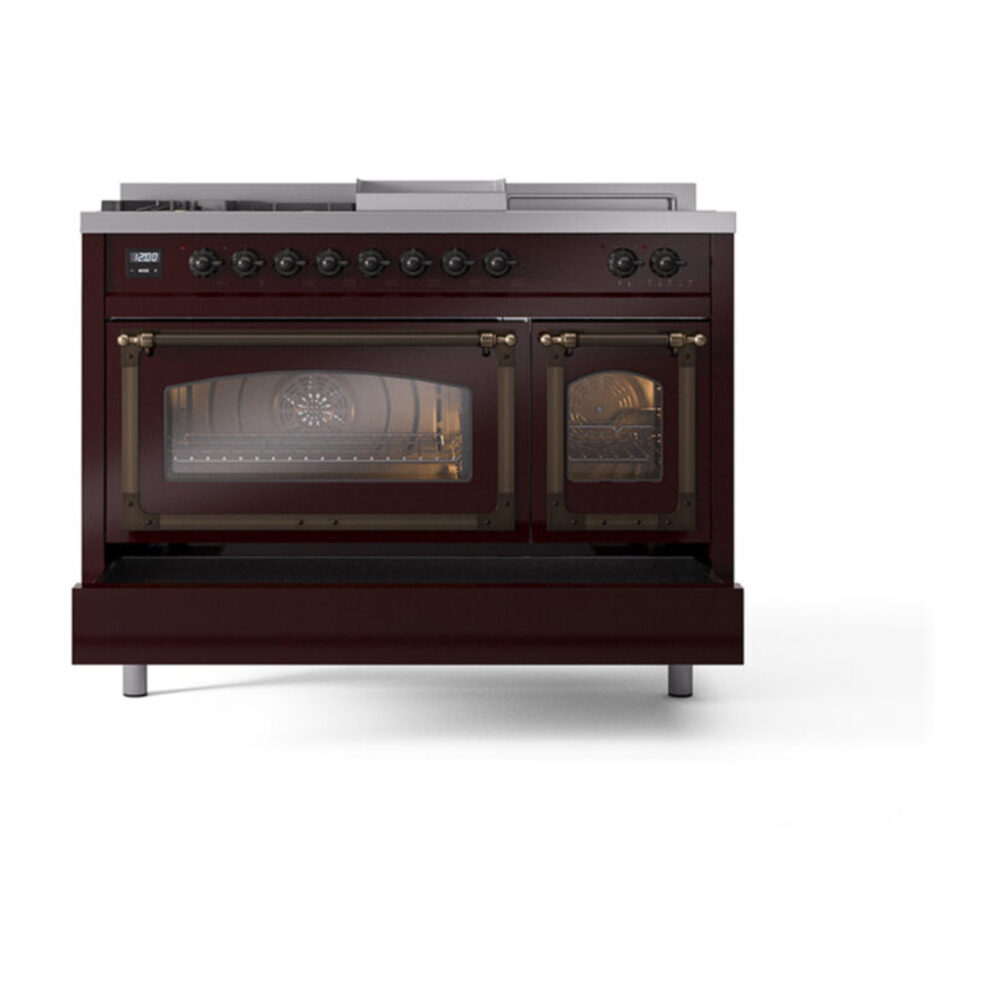 ILVE_UN48FSNMPBUB_Nostalgie_II_48"_Dual_Fuel_Range_drawer_opened