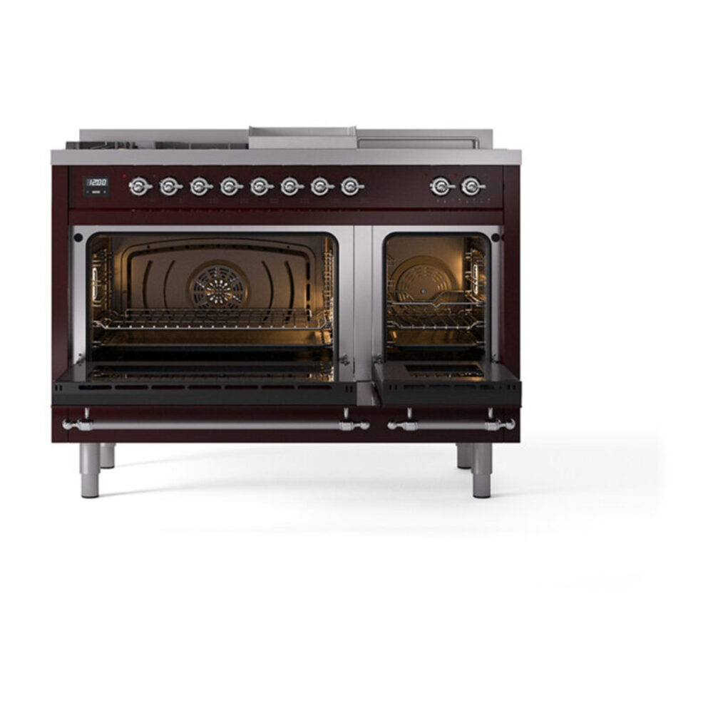 ILVE_UN48FSNMPBUCLP_Nostalgie_II_48"_Dual_Fuel_Range_oven_door_opened