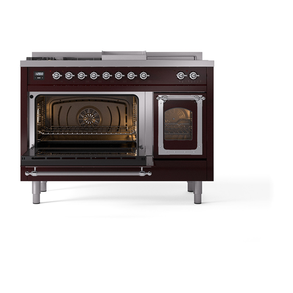 ILVE_UN48FSNMPBUCLP_Nostalgie_II_48"_Dual_Fuel_Range_main_oven_door_opened