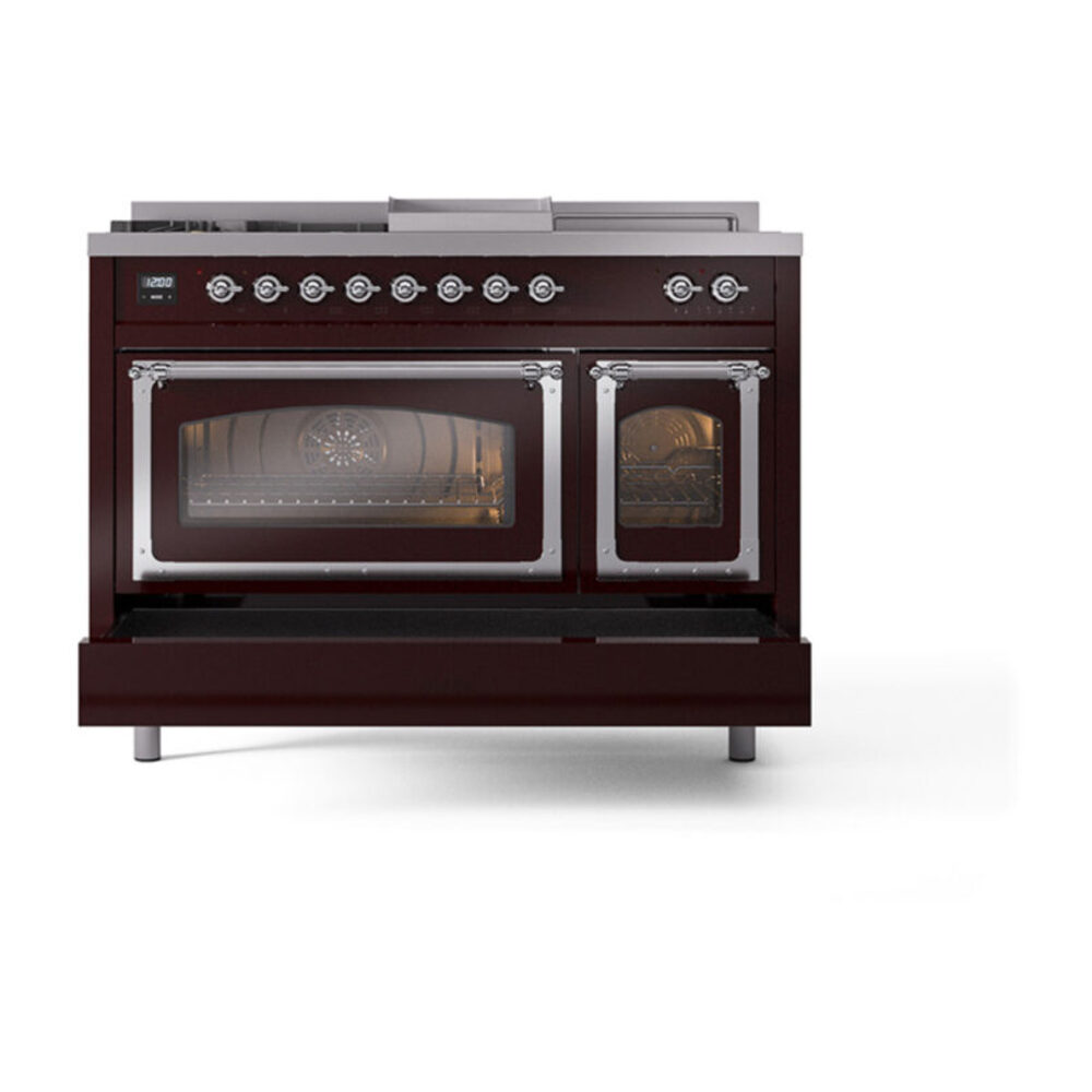 ILVE_UN48FSNMPBUC_Nostalgie_II_48"_Dual_Fuel_Range_drawer_opened