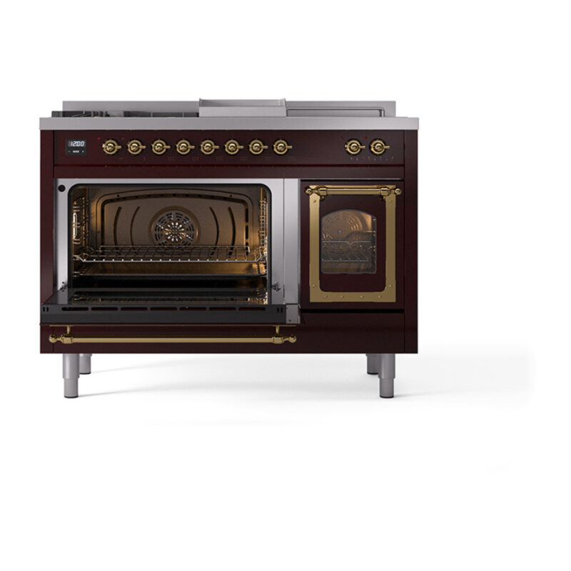 ILVE_UN48FSNMPBUG_Nostalgie_II_48"_Dual_Fuel_Range_main_oven_door_opened