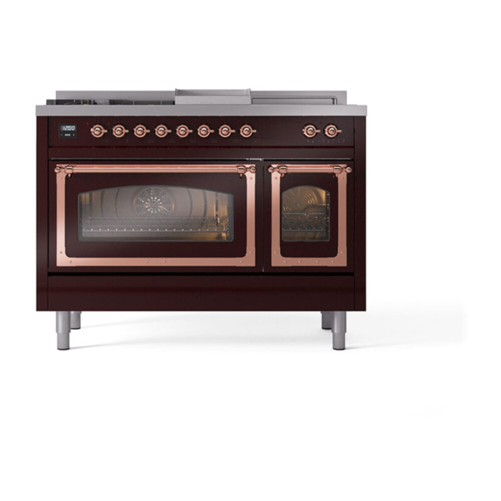 ILVE_UN48FSNMPBUPLP_Nostalgie_II_48"_Dual_Fuel_Range_front_view