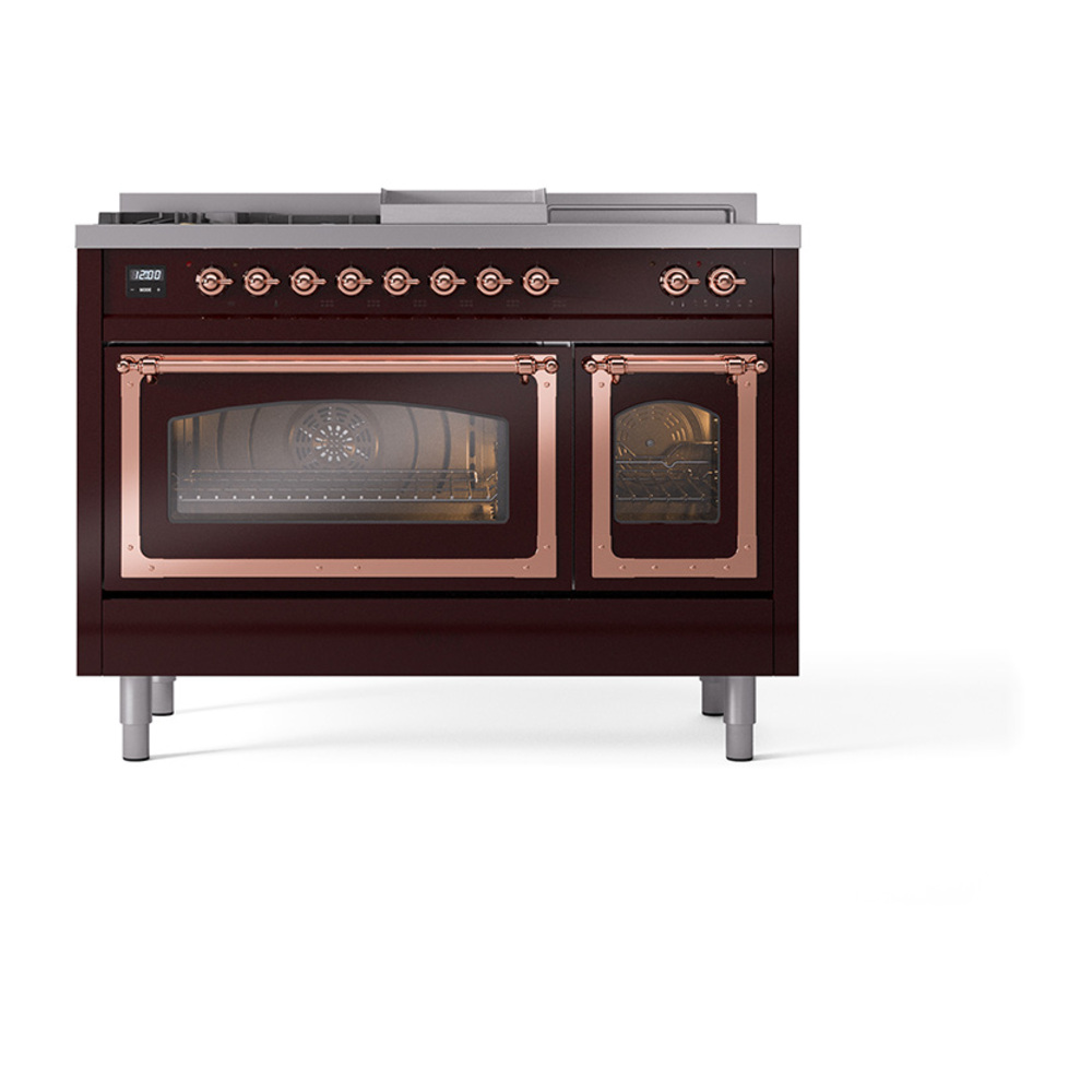ILVE_UN48FSNMPBUPLP_Nostalgie_II_48"_Dual_Fuel_Range_front_view
