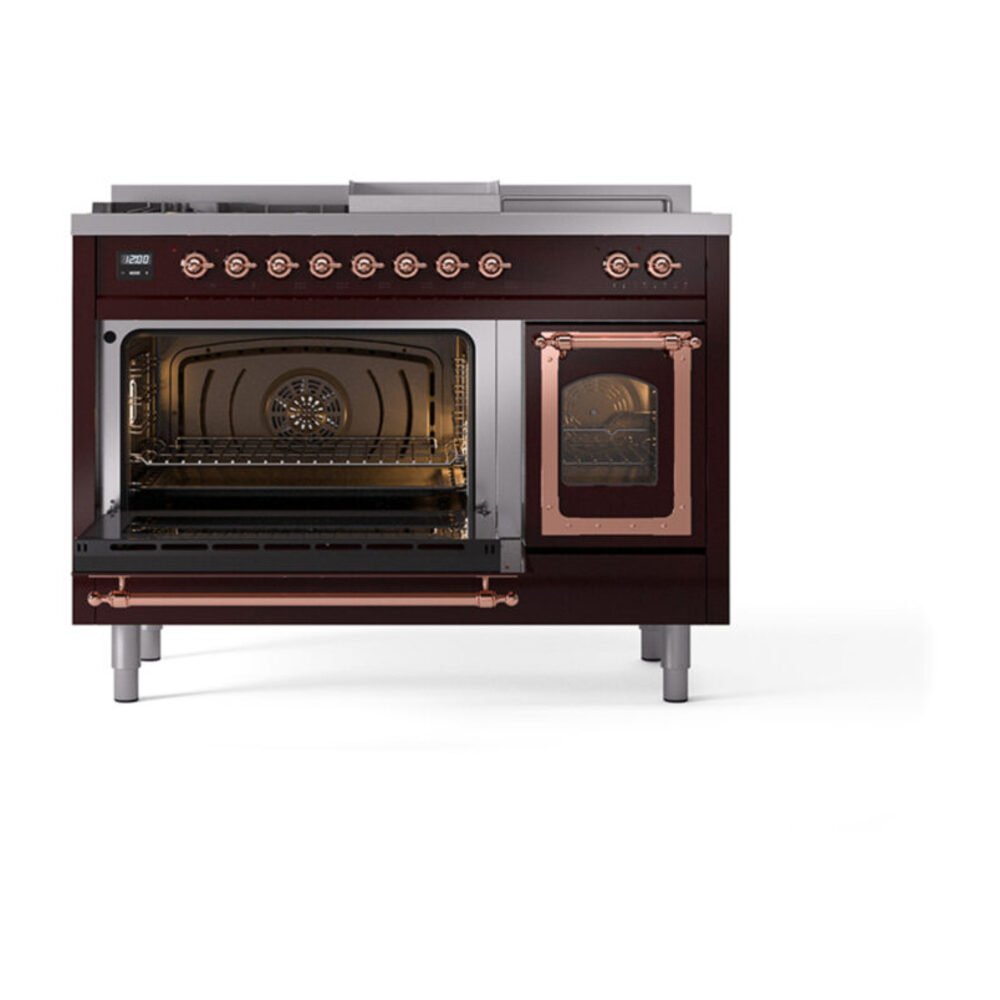 ILVE_UN48FSNMPBUPLP_Nostalgie_II_48"_Dual_Fuel_Range_main_oven_door_opened