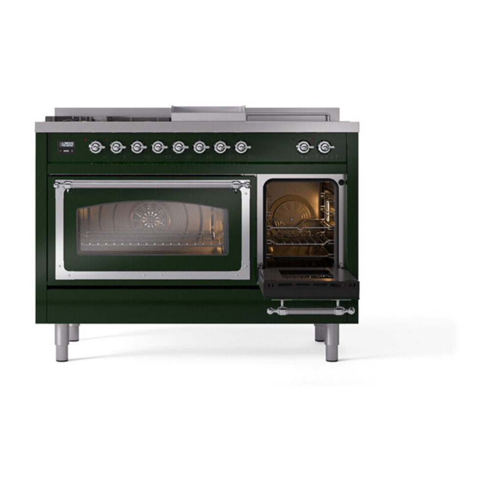 ILVE_UN48FSNMPEGC_Nostalgie_II_48"_Dual_Fuel_Range_side_oven_door_opened
