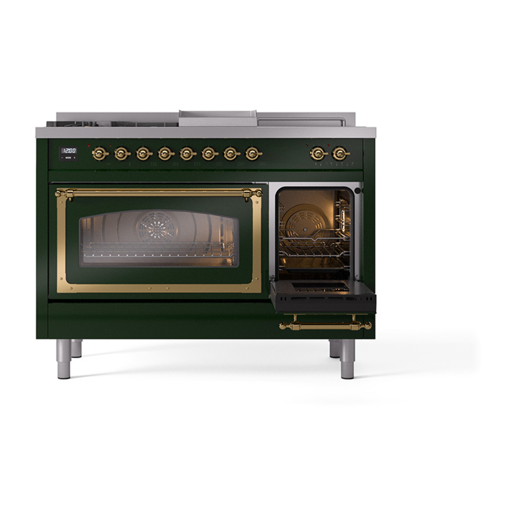ILVE_UN48FSNMPEGG_Nostalgie_II_48"_Dual_Fuel_Range_side_oven_door_opened