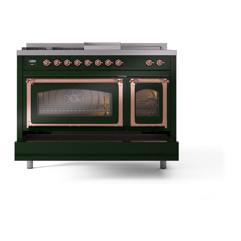 ILVE_UN48FSNMPEGPLP_Nostalgie_II_48"_Dual_Fuel_Range_drawer_opened