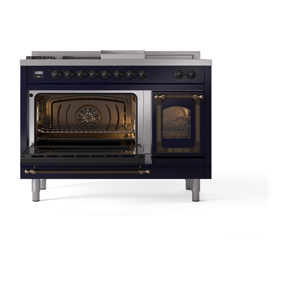 ILVE_UN48FSNMPMBBLP_Nostalgie_II_48"_Dual_Fuel_Range_main_oven_door_opened