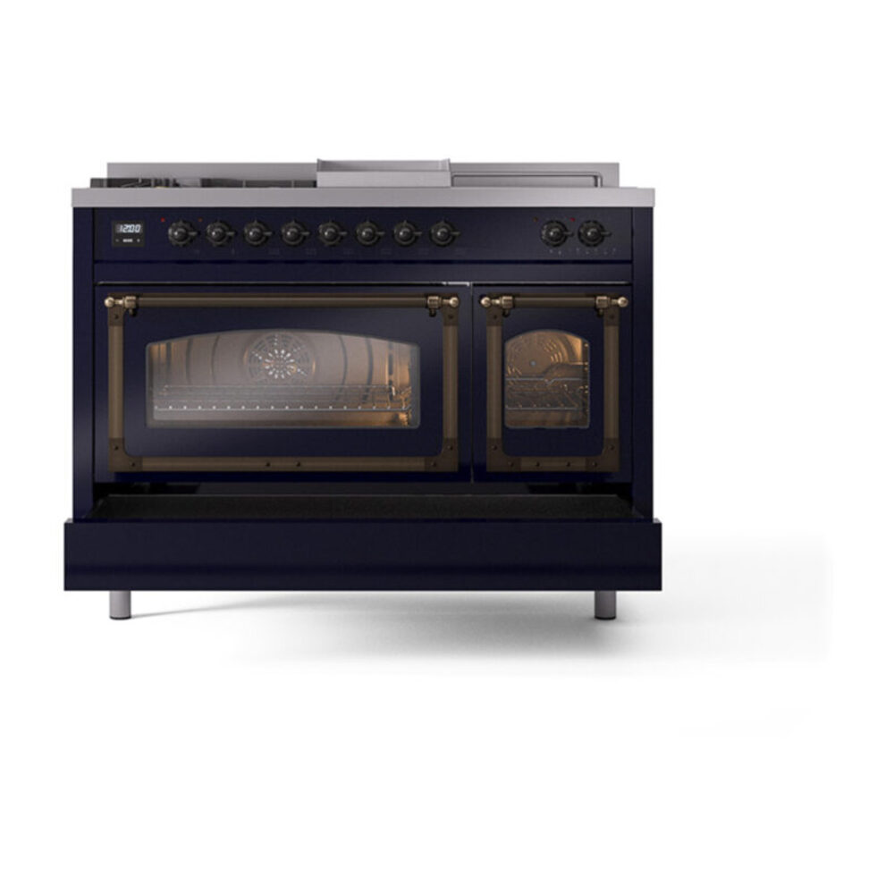 ILVE_UN48FSNMPMBBLP_Nostalgie_II_48"_Dual_Fuel_Range_drawer_opened