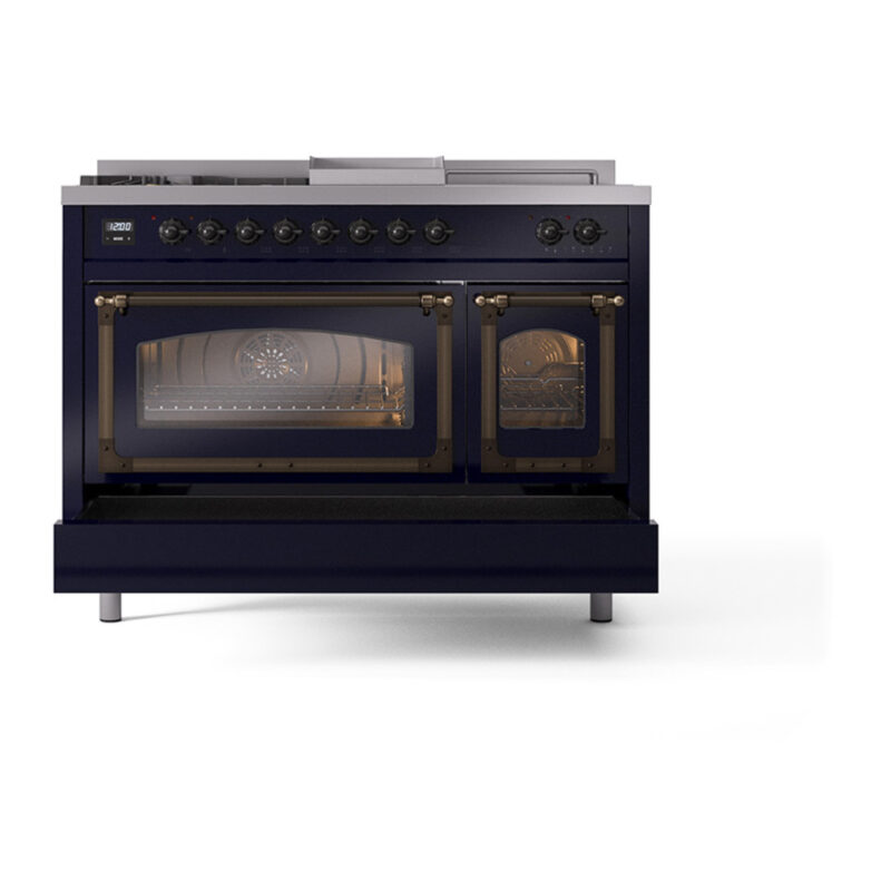ILVE_UN48FSNMPMBB_Nostalgie_II_48"_Dual_Fuel_Range_drawer_opened