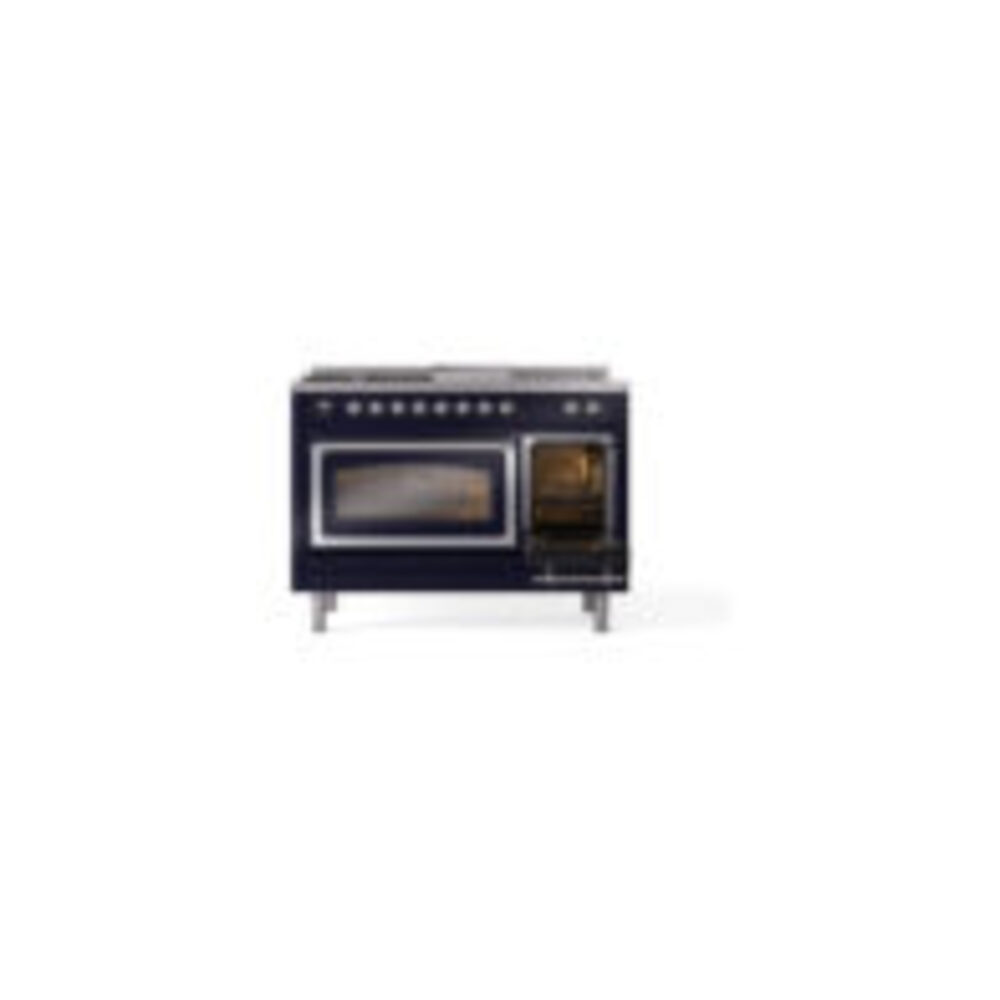ILVE_UN48FSNMPMBCLP_Nostalgie_II_48"_Dual_Fuel_Range_side_oven_door_opened