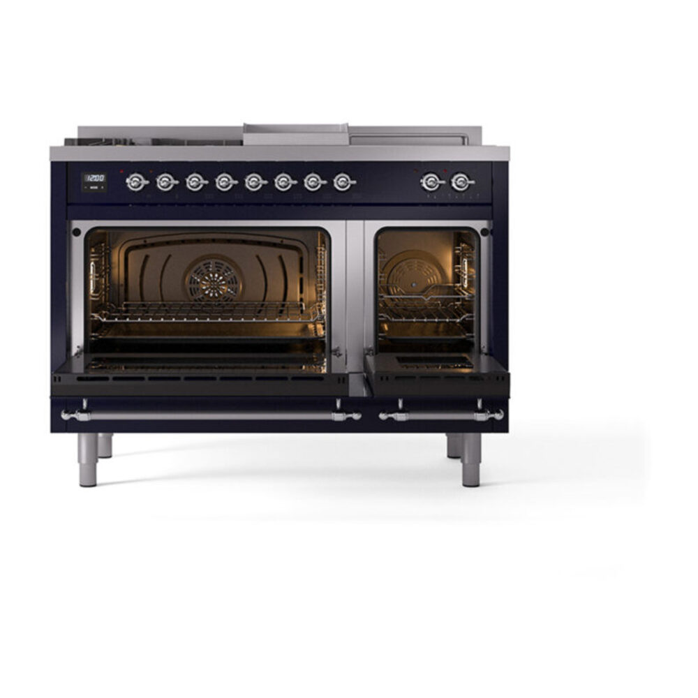 ILVE_UN48FSNMPMBC_Nostalgie_II_48"_Dual_Fuel_Range_oven_door_opened