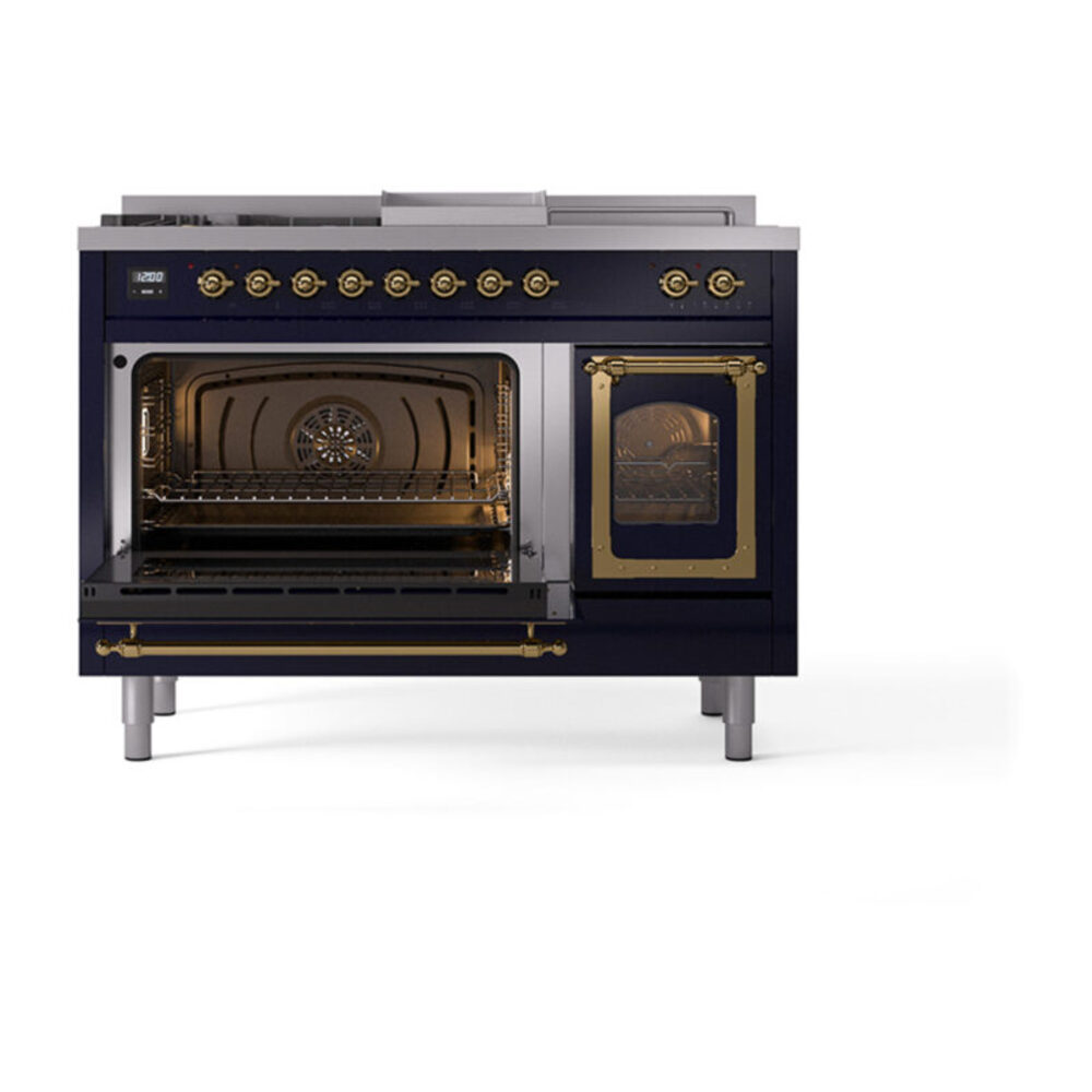 ILVE_UN48FSNMPMBGLP_Nostalgie_II_48"_Dual_Fuel_Range_main_oven_door_opened