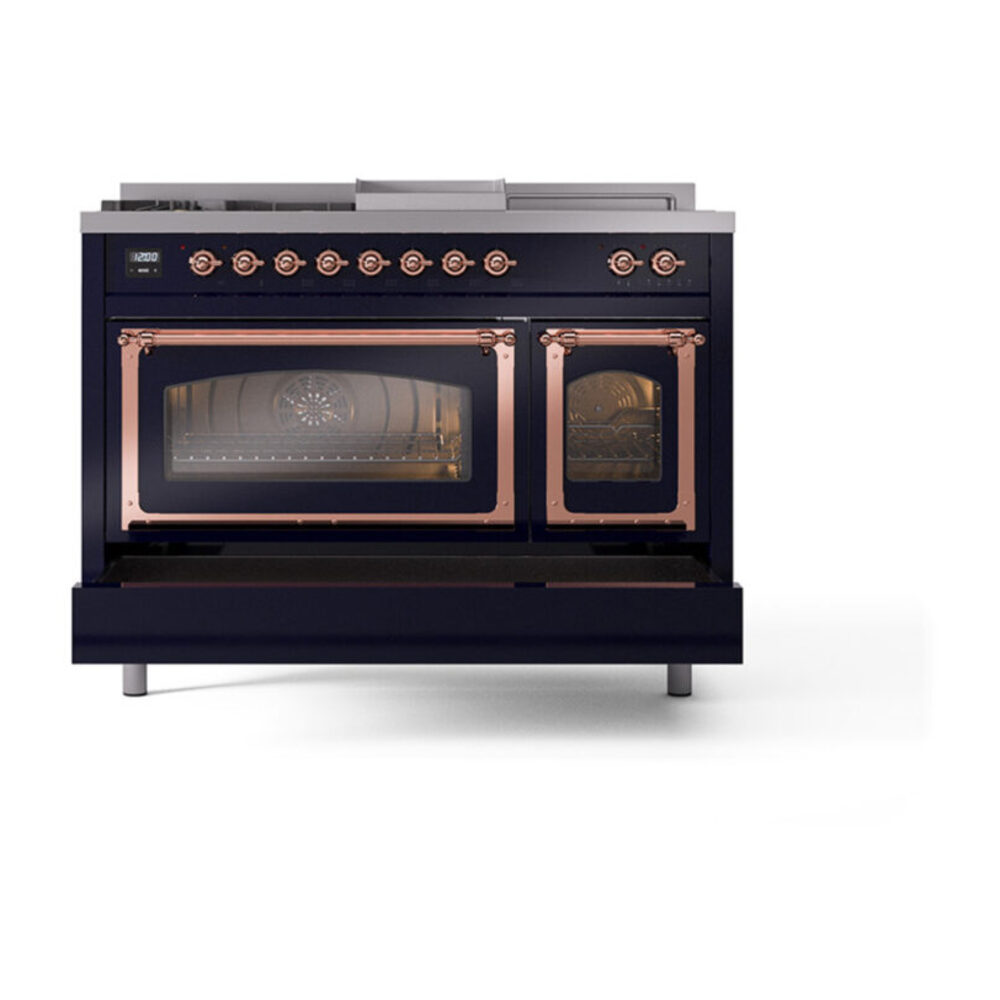 ILVE_UN48FSNMPMBP_Nostalgie_II_48"_Dual_Fuel_Range_drawer_opened