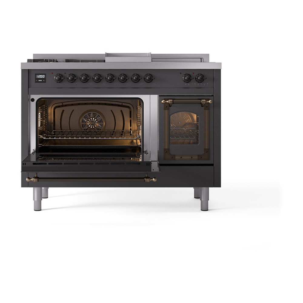ILVE_UN48FSNMPMGBLP_Nostalgie_II_48"_Dual_Fuel_Range_main_oven_door_opened