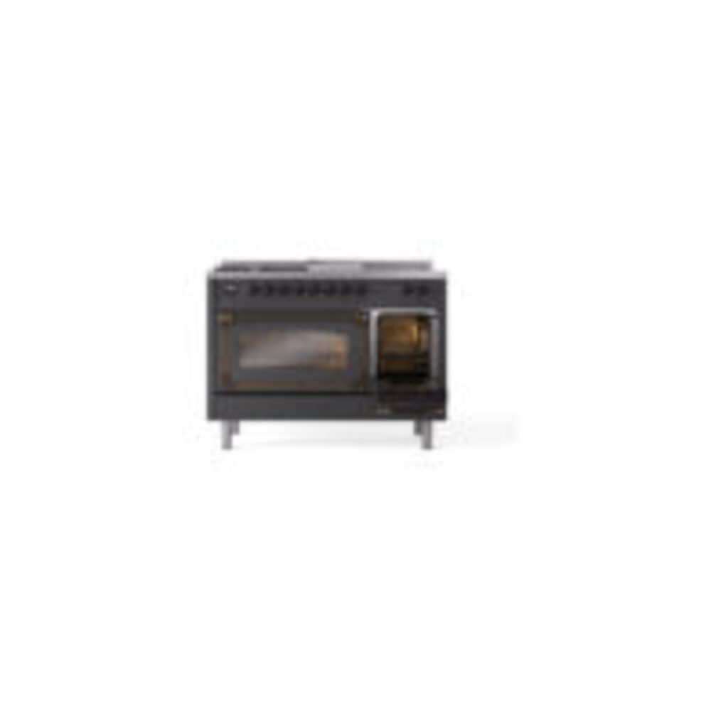 ILVE_UN48FSNMPMGBLP_Nostalgie_II_48"_Dual_Fuel_Range_side_oven_door_opened