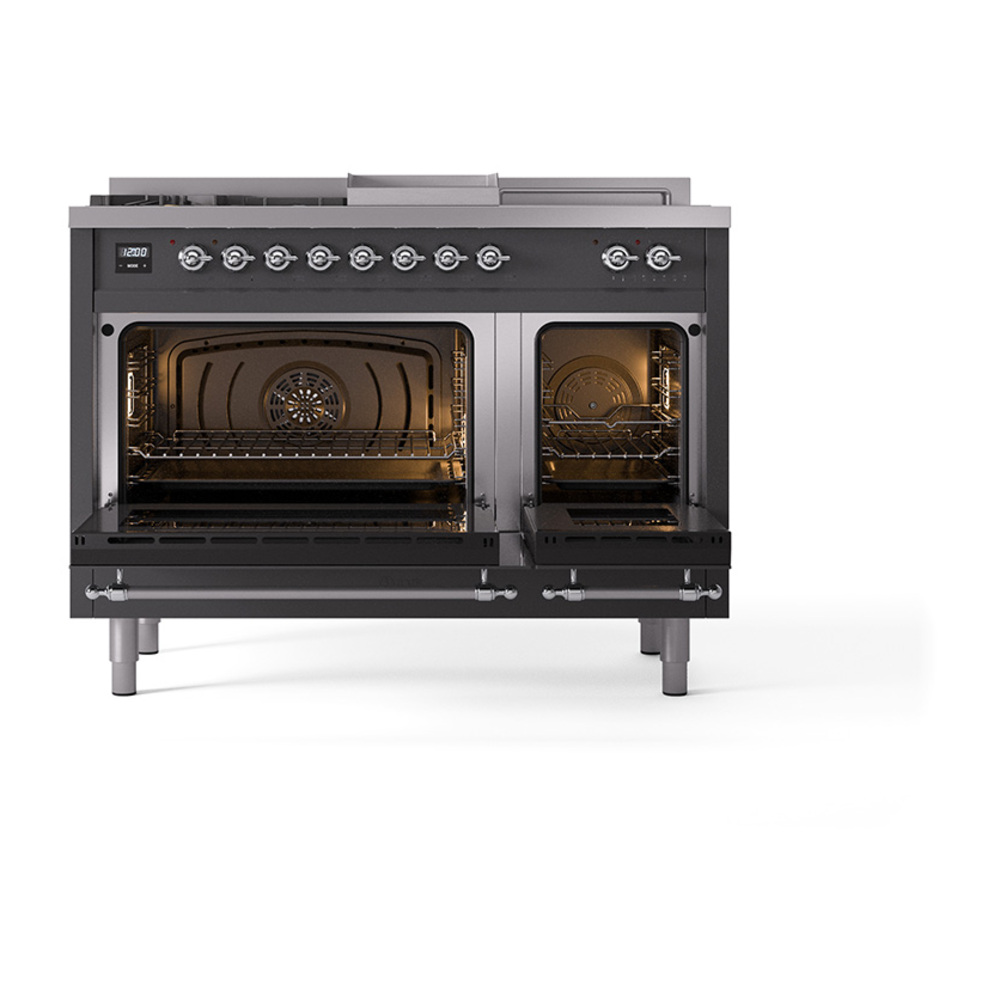 ILVE_UN48FSNMPMGCLP_Nostalgie_II_48"_Dual_Fuel_Range_oven_door_opened
