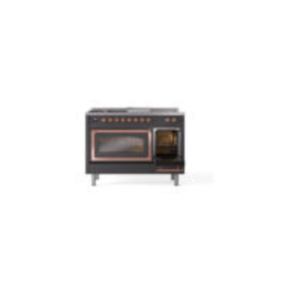 ILVE_UN48FSNMPMGPLP_Nostalgie_II_48"_Dual_Fuel_Range_side_oven_door_opened