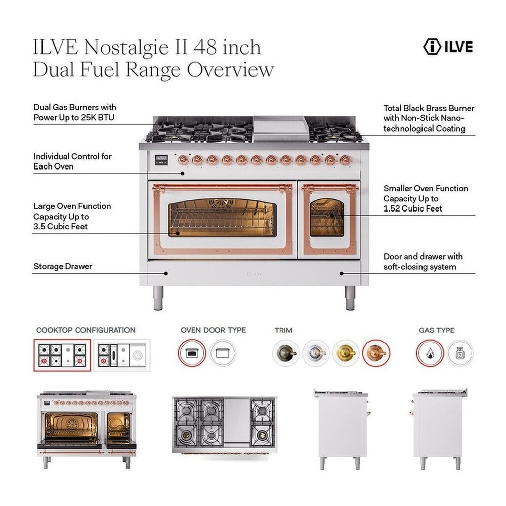 ILVE UN48F Nostalgie II Noblesse 48 inch Dual Fuel Range