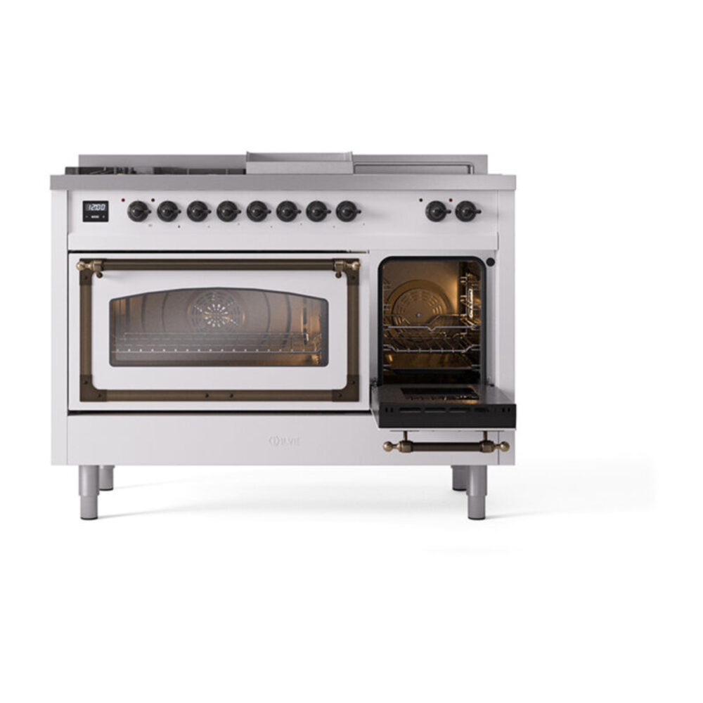 ILVE_UN48FSNMPRABLP_Nostalgie_II_48"_Dual_Fuel_Range_side_oven_door_opened