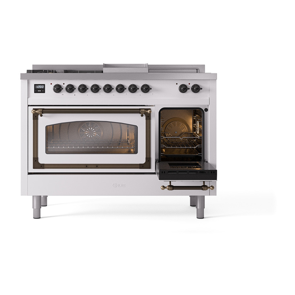 ILVE_UN48FSNMPRAB_Nostalgie_II_48"_Dual_Fuel_Range_side_oven_door_opened