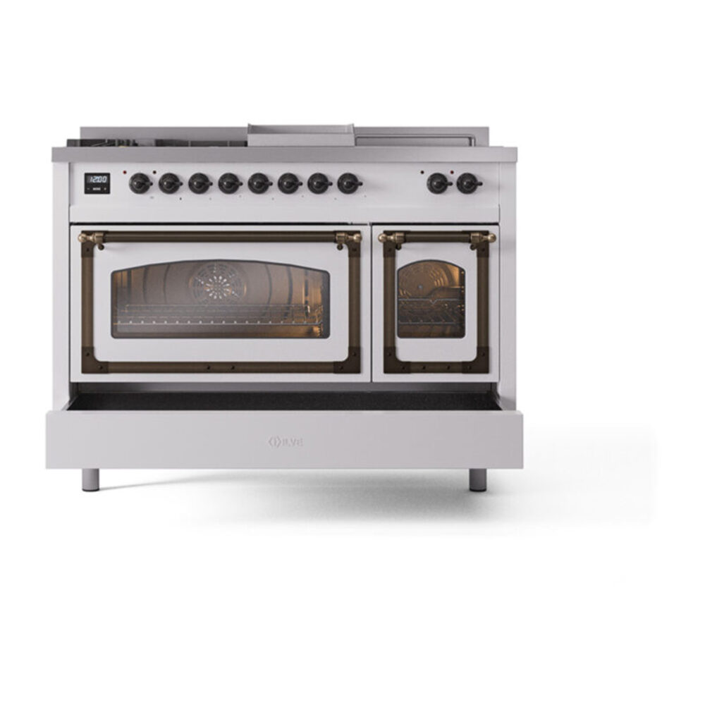 ILVE_UN48FSNMPRAB_Nostalgie_II_48"_Dual_Fuel_Range_drawer_opened