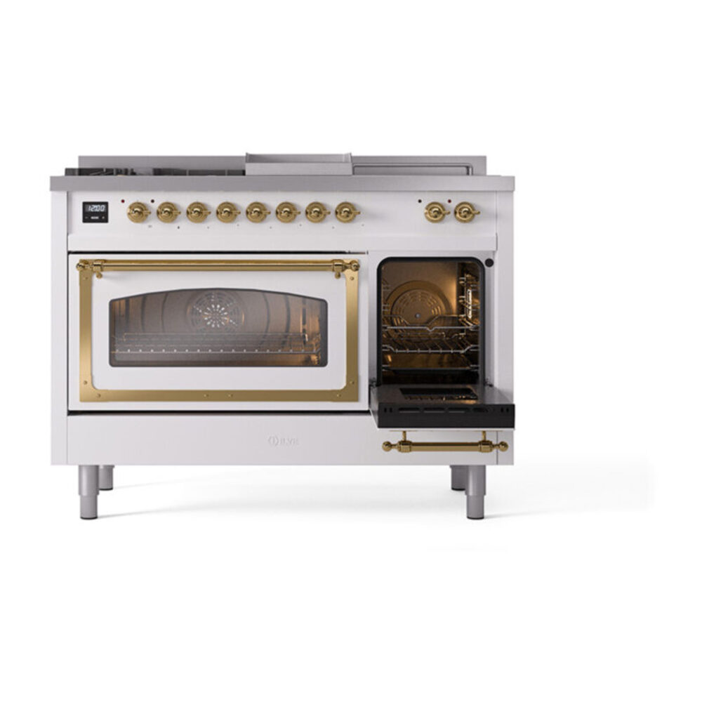 ILVE_UN48FSNMPRAG_Nostalgie_II_48"_Dual_Fuel_Range_side_oven_door_opened