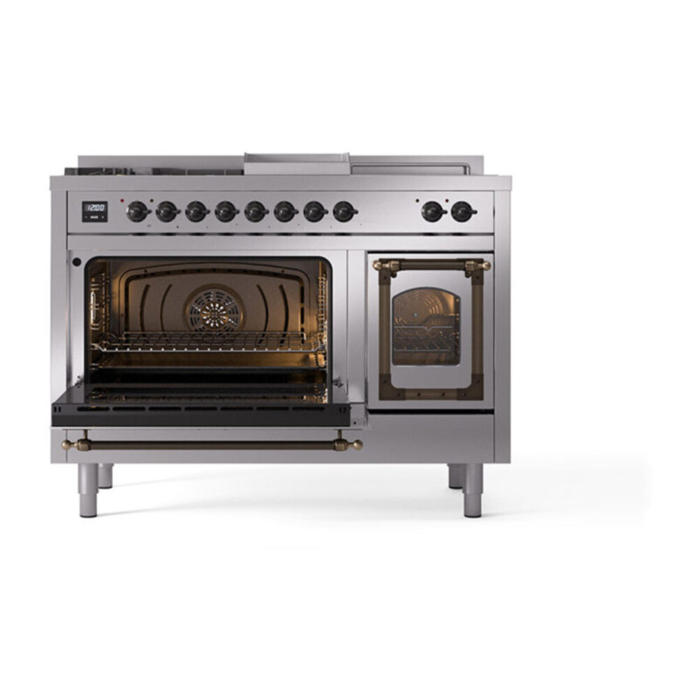ILVE_UN48FSNMPSSBLP_Nostalgie_II_48"_Dual_Fuel_Range_main_oven_door_opened