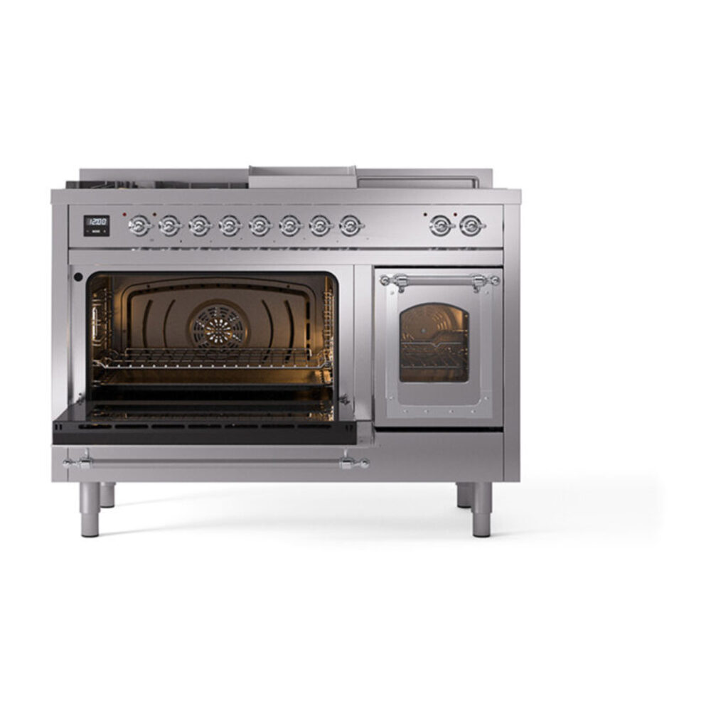 ILVE_UN48FSNMPSSC_Nostalgie_II_48"_Dual_Fuel_Range_main_oven_door_opened