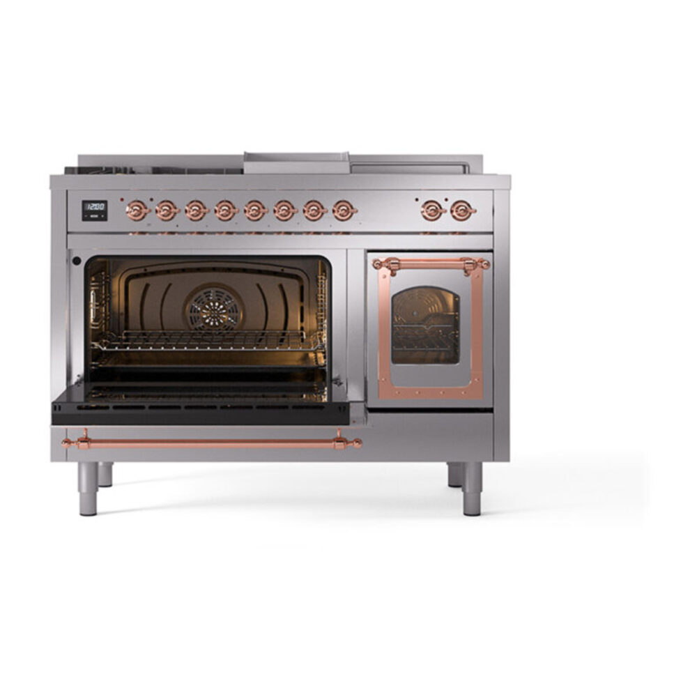 ILVE_UN48FSNMPSSPLP_Nostalgie_II_48"_Dual_Fuel_Range_main_oven_door_opened