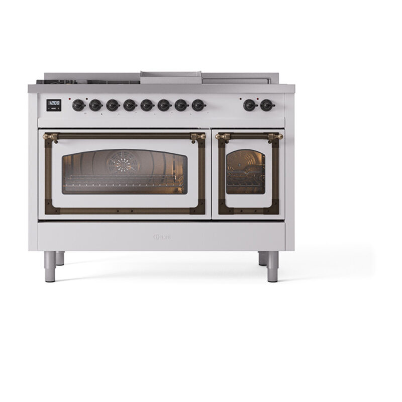 ILVE_UN48FSNMPWHBLP_Nostalgie_II_48"_Dual_Fuel_Range_front_view
