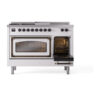 ILVE_UN48FSNMPWHBLP_Nostalgie_II_48"_Dual_Fuel_Range_side_oven_door_opened