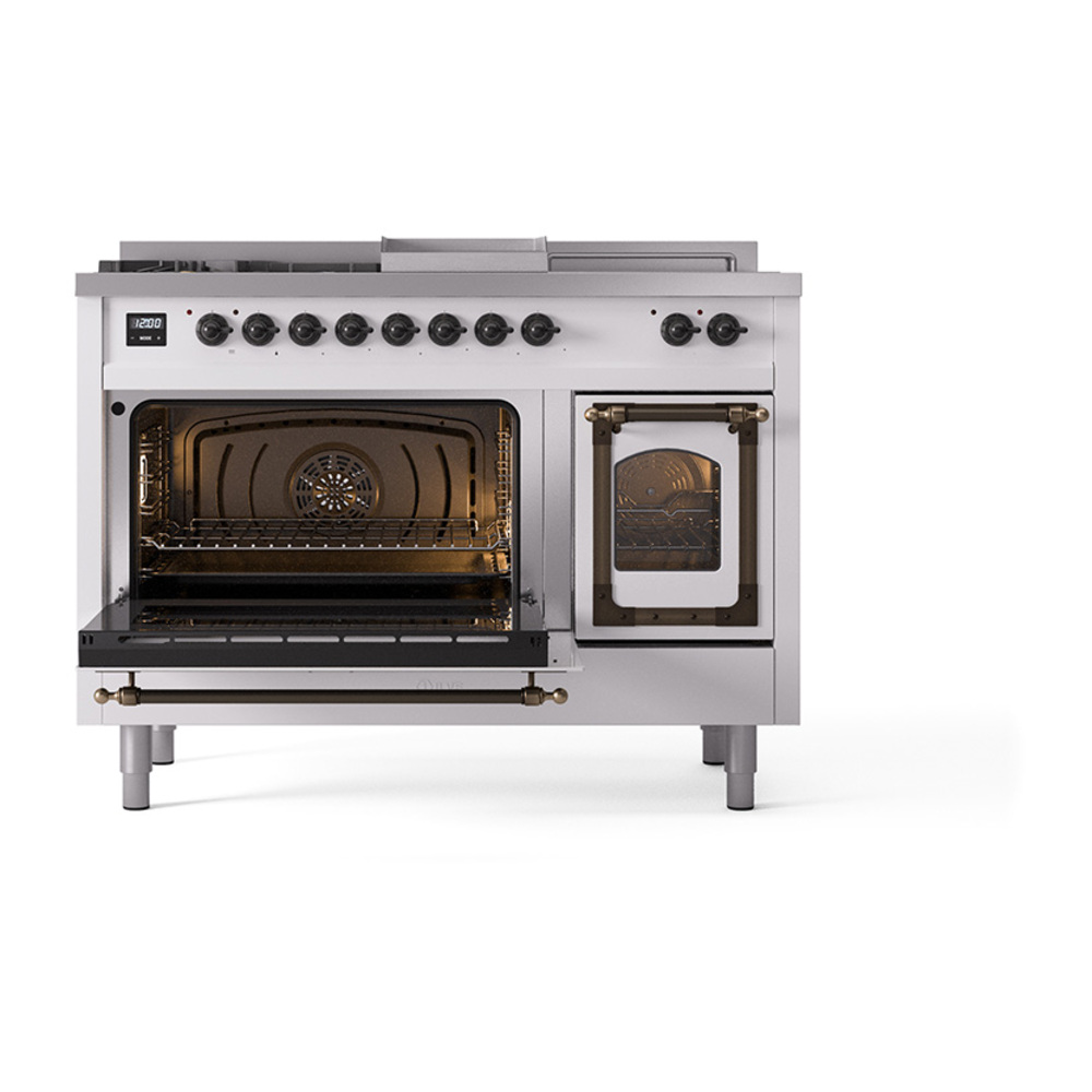 ILVE_UN48FSNMPWHB_Nostalgie_II_48"_Dual_Fuel_Range_main_oven_door_opened