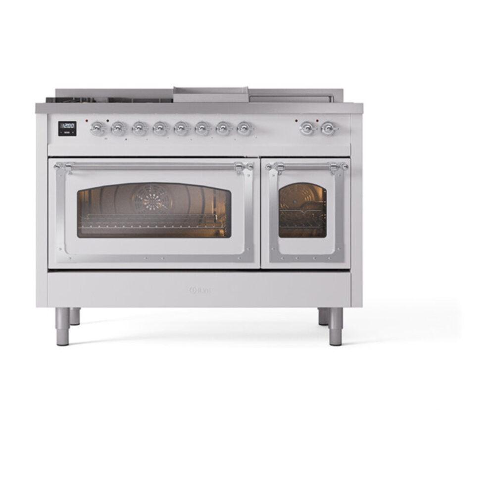 ILVE_UN48FSNMPWHCLP_Nostalgie_II_48"_Dual_Fuel_Range_front_view