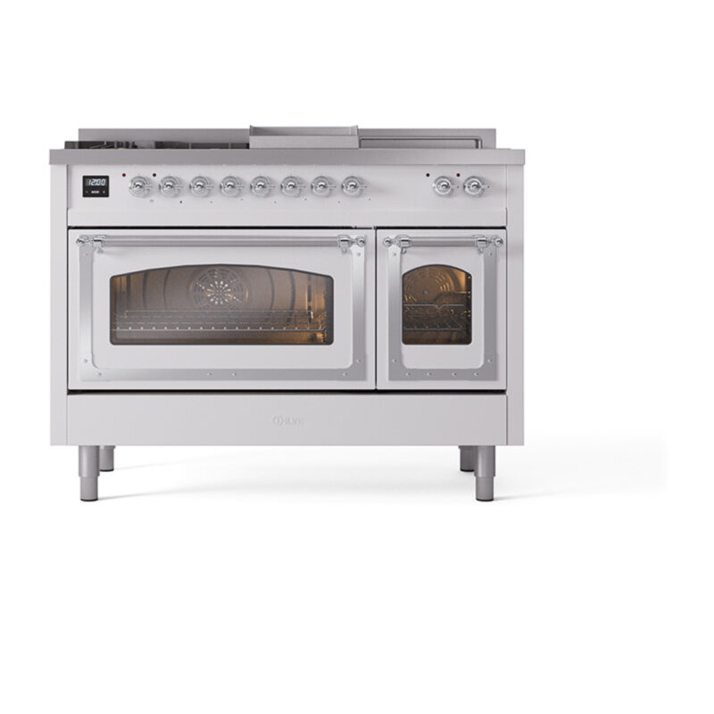 ILVE_UN48FSNMPWHC_Nostalgie_II_48"_Dual_Fuel_Range_front_view