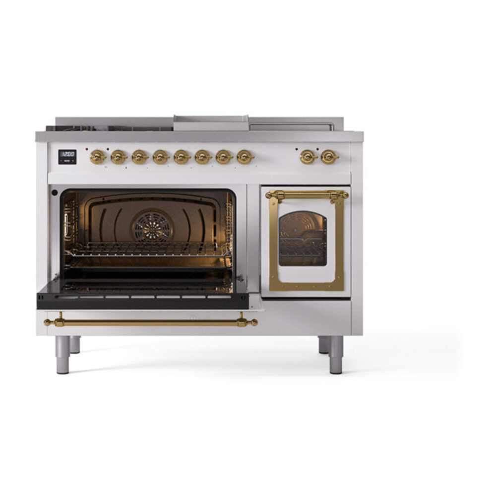 ILVE_UN48FSNMPWHG_Nostalgie_II_48"_Dual_Fuel_Range_main_oven_door_opened