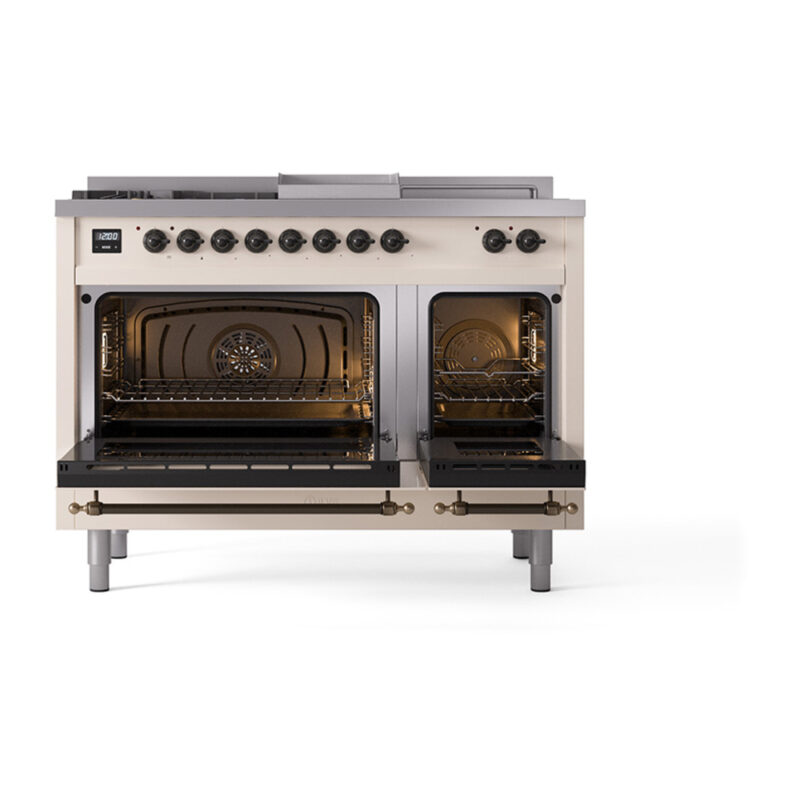 ILVE_UN48FSQNMPAWB_Nostalgie_II_48"_Dual_Fuel_Range_oven_door_opened