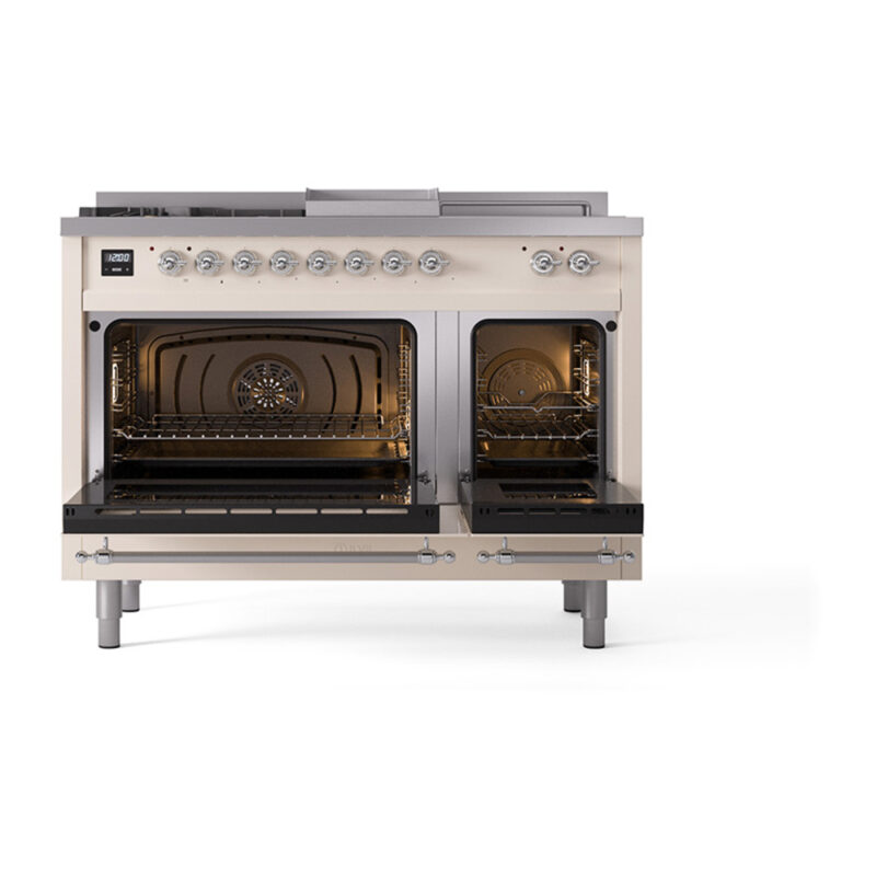 ILVE_UN48FSQNMPAWC_Nostalgie_II_48"_Dual_Fuel_Range_oven_door_opened