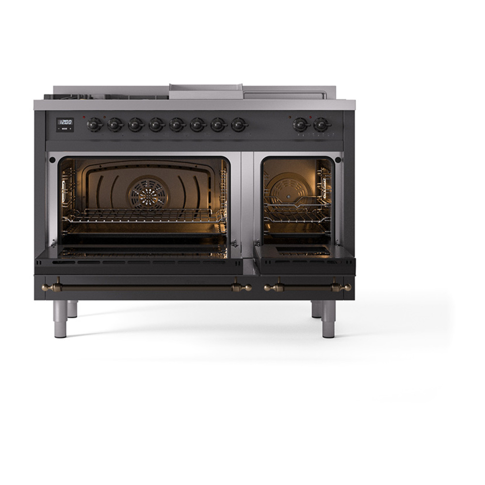 ILVE_UN48FSQNMPMGBLP_Nostalgie_II_48"_Dual_Fuel_Range_oven_door_opened