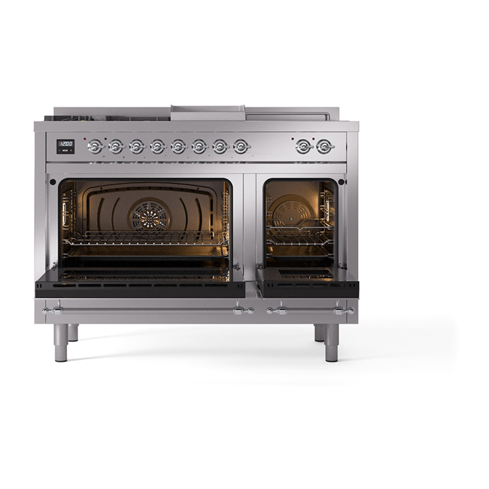 ILVE_UN48FSQNMPSSC_Nostalgie_II_48"_Dual_Fuel_Range_oven_door_opened