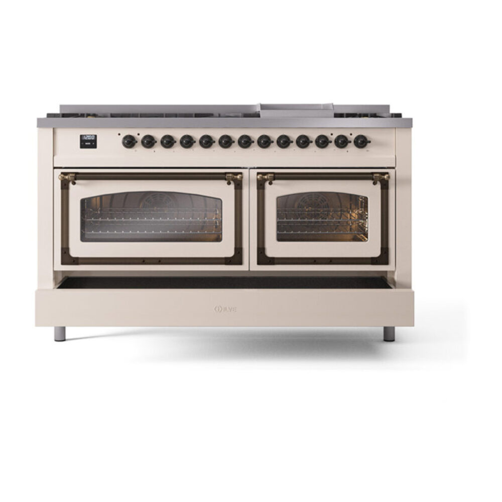 ILVE_UN60FNMPAWBLP_Nostalgie_II_60"_Dual_Fuel_Range_drawer_opened