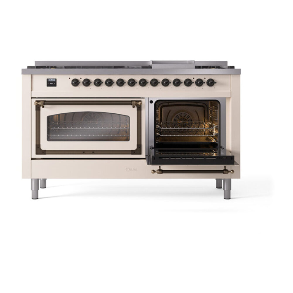 ILVE_UN60FNMPAWB_Nostalgie_II_60"_Dual_Fuel_Range_side_oven_door_opened