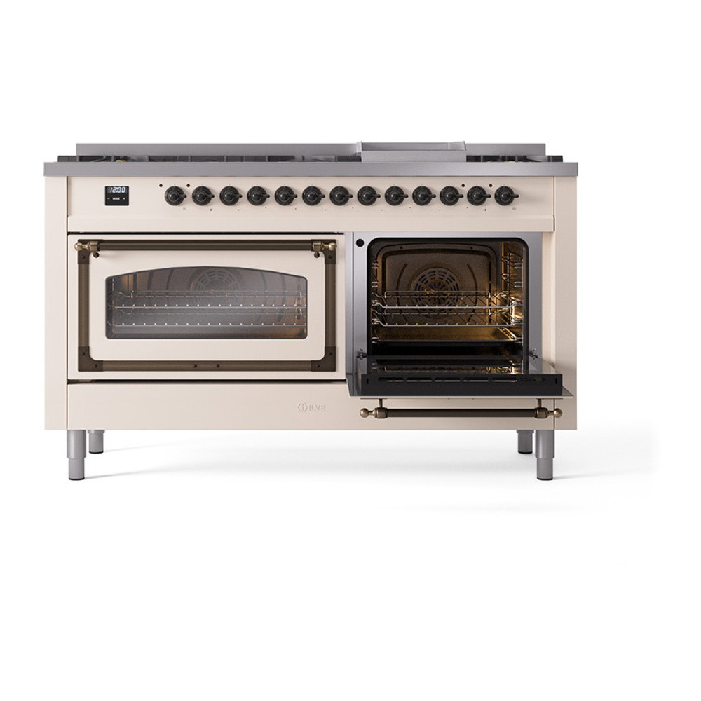 ILVE_UN60FNMPAWB_Nostalgie_II_60"_Dual_Fuel_Range_side_oven_door_opened