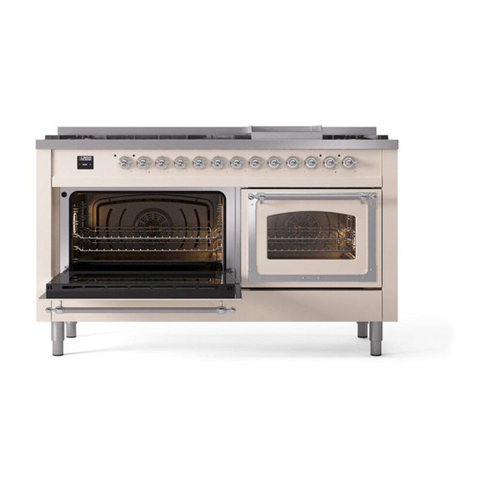 ILVE_UN60FNMPAWCLP_Nostalgie_II_60"_Dual_Fuel_Range_main_oven_door_opened