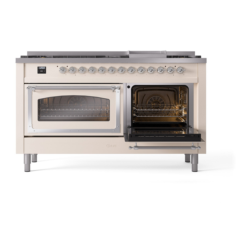 ILVE_UN60FNMPAWCLP_Nostalgie_II_60"_Dual_Fuel_Range_side_oven_door_opened