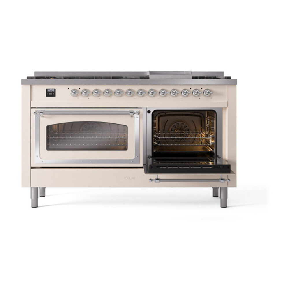 ILVE_UN60FNMPAWC_Nostalgie_II_60"_Dual_Fuel_Range_side_oven_door_opened