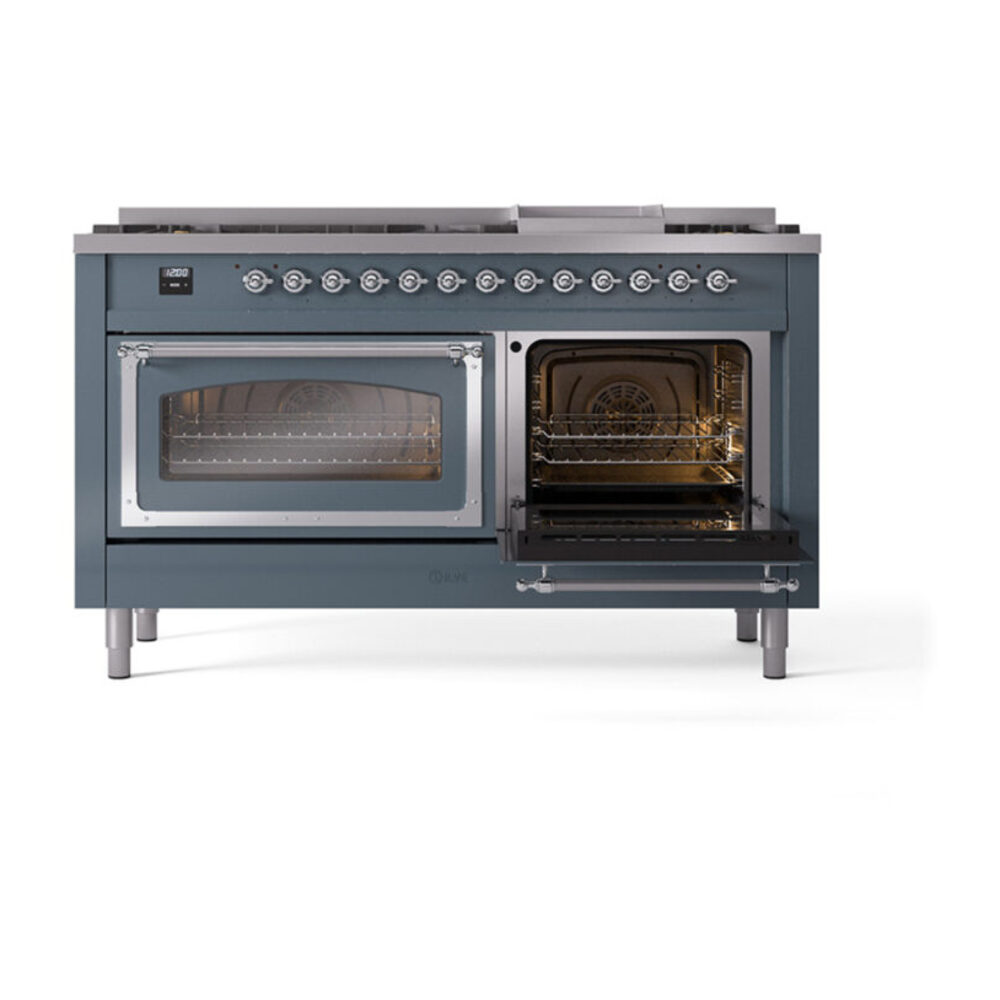 ILVE_UN60FNMPBGC_Nostalgie_II_60"_Dual_Fuel_Range_side_oven_door_opened