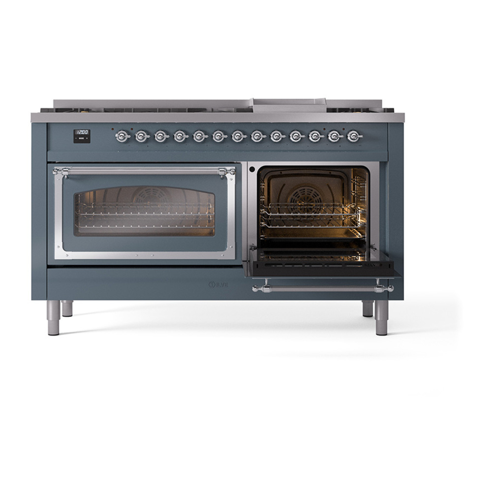 ILVE_UN60FNMPBGC_Nostalgie_II_60"_Dual_Fuel_Range_side_oven_door_opened