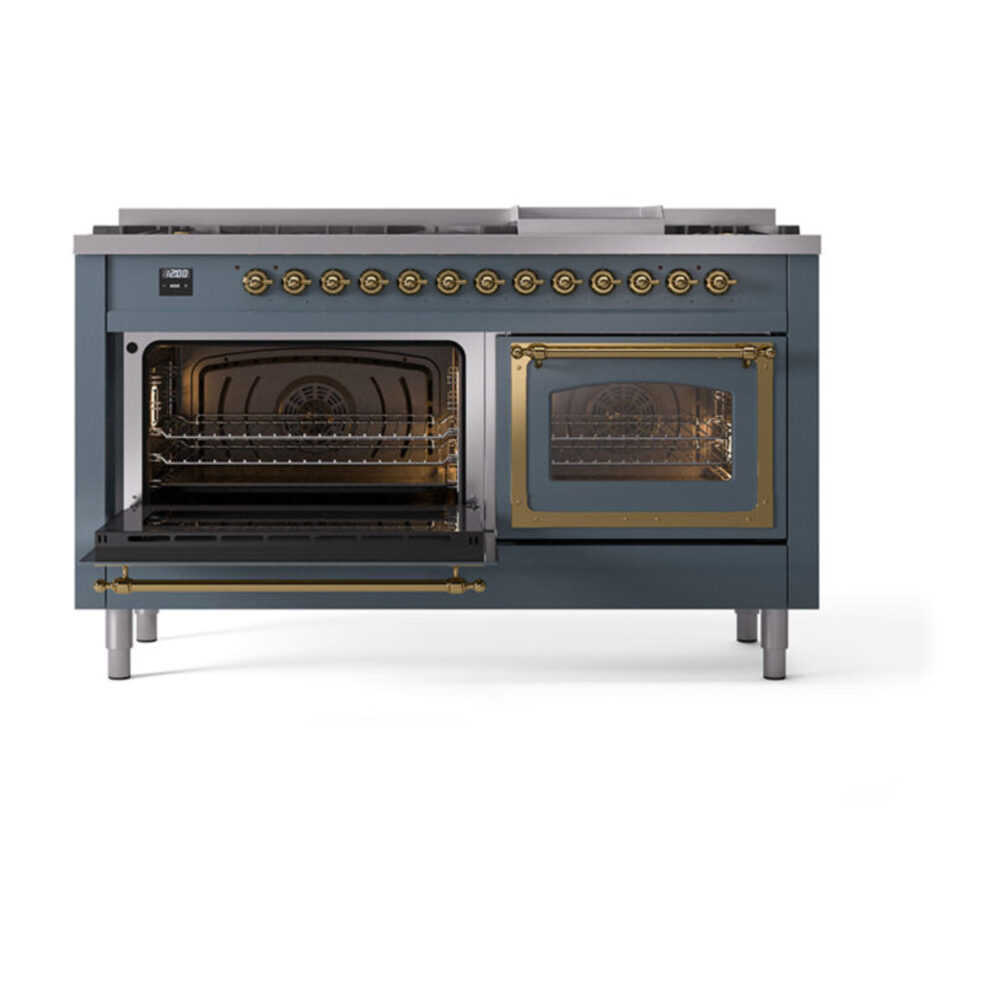 ILVE_UN60FNMPBGGLP_Nostalgie_II_60"_Dual_Fuel_Range_main_oven_door_opened